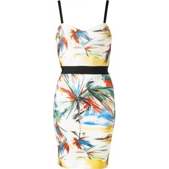 'Aaliyah' robe bandage avec imprimé tropical